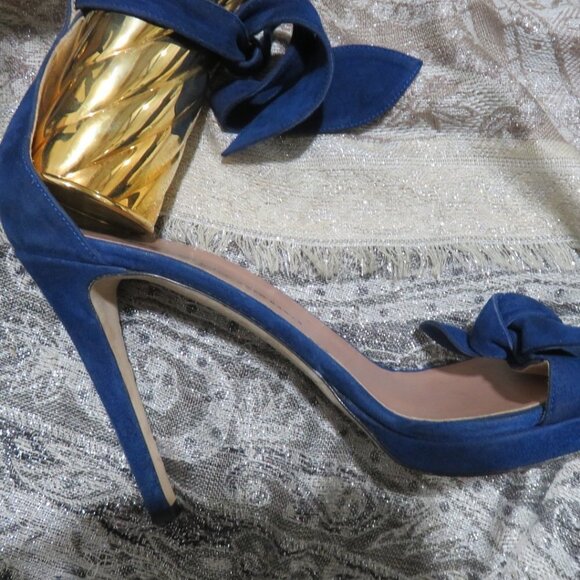 BOGO Gianna Meliani for Gwen Rawls Blue Italian Suede heels pumps sandals - Picture 8 of 11